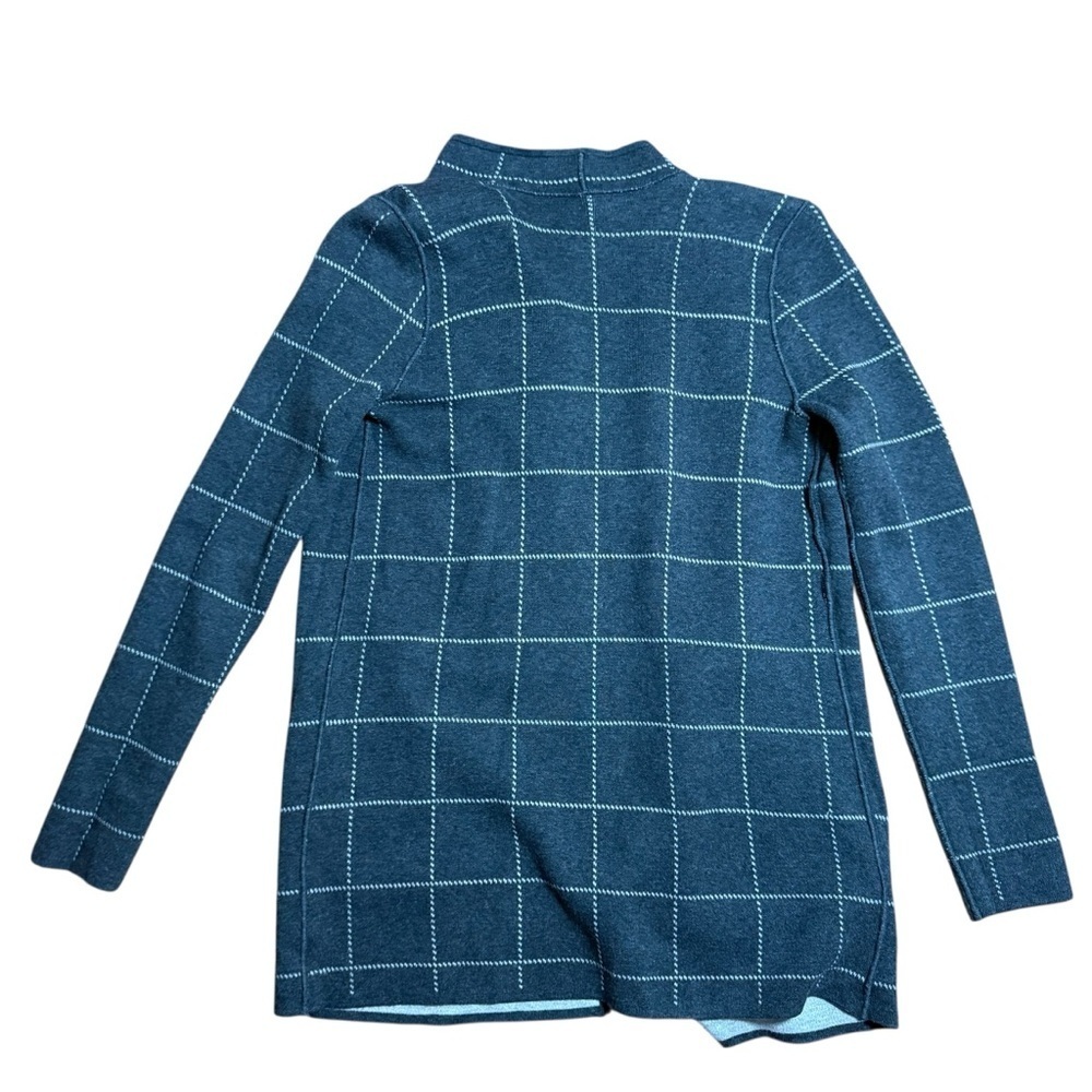 LOFT|Women’s Light Gray Windowpane Knit Open-Front Cardigan Jacket-Size XS - Picture 2 of 9